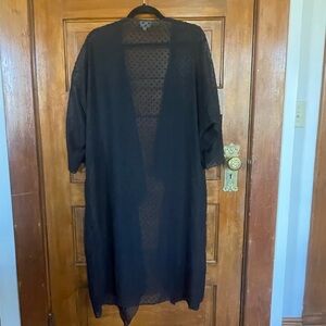 Lg black microdot sheer kimono/coverup